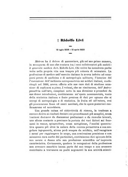 Metron rivista internazionale di statistica