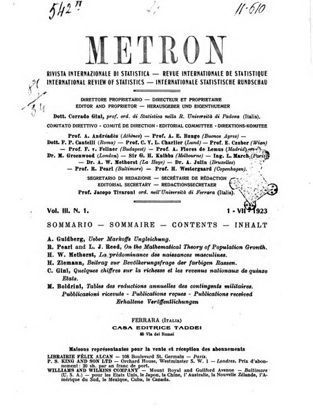 Metron rivista internazionale di statistica