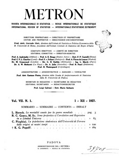 Metron rivista internazionale di statistica