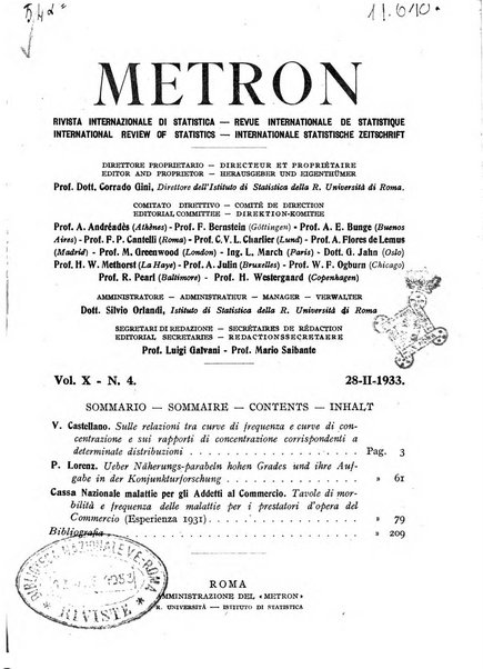 Metron rivista internazionale di statistica