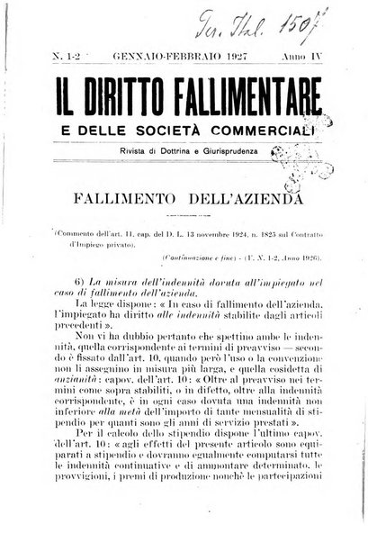 Il diritto fallimentare e delle società commerciali rivista di dottrina e giurisprudenza