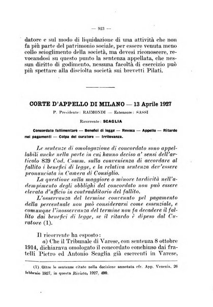 Il diritto fallimentare e delle società commerciali rivista di dottrina e giurisprudenza