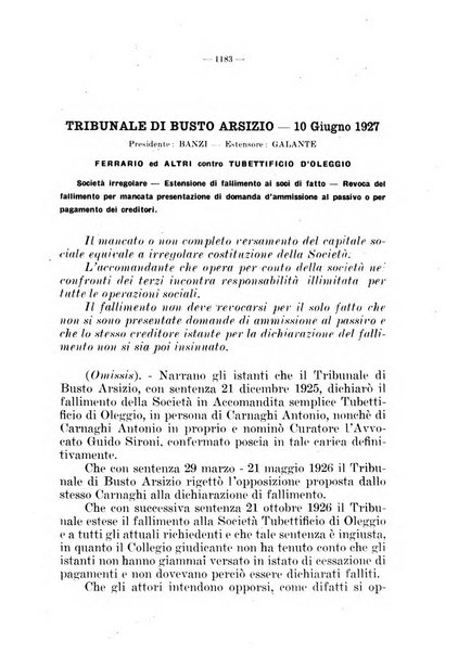 Il diritto fallimentare e delle società commerciali rivista di dottrina e giurisprudenza