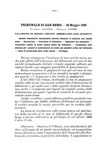 Il diritto fallimentare e delle società commerciali rivista di dottrina e giurisprudenza