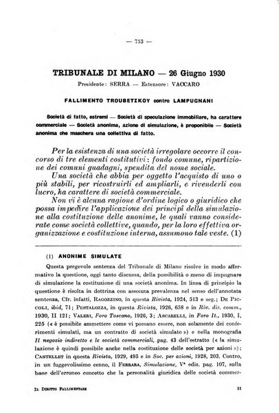 Il diritto fallimentare e delle società commerciali rivista di dottrina e giurisprudenza