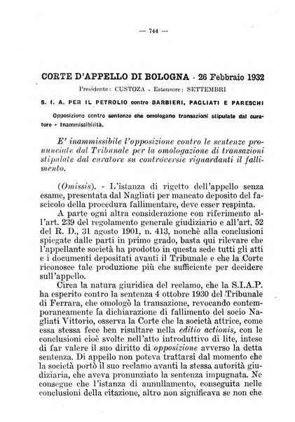 Il diritto fallimentare e delle società commerciali rivista di dottrina e giurisprudenza