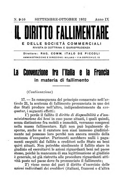 Il diritto fallimentare e delle società commerciali rivista di dottrina e giurisprudenza