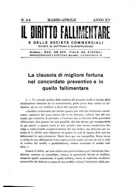 Il diritto fallimentare e delle società commerciali rivista di dottrina e giurisprudenza