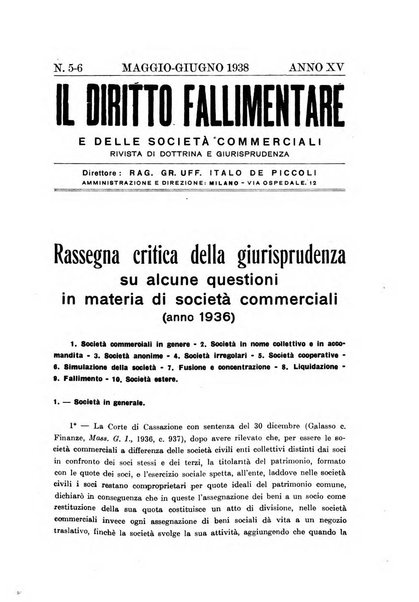 Il diritto fallimentare e delle società commerciali rivista di dottrina e giurisprudenza