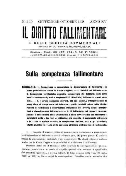 Il diritto fallimentare e delle società commerciali rivista di dottrina e giurisprudenza