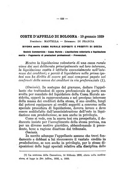 Il diritto fallimentare e delle società commerciali rivista di dottrina e giurisprudenza