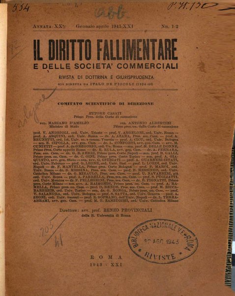 Il diritto fallimentare e delle società commerciali rivista di dottrina e giurisprudenza