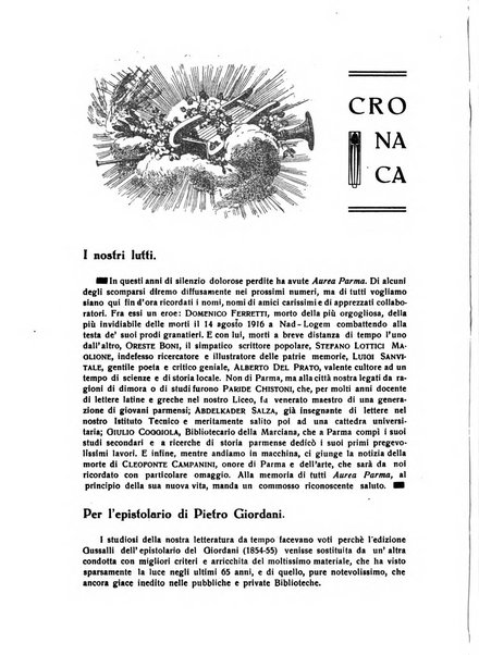 Aurea Parma rivista di storia, letteratura, arte