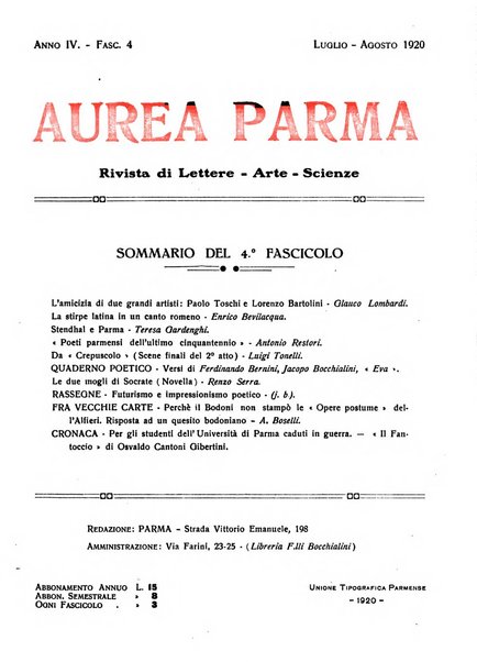 Aurea Parma rivista di storia, letteratura, arte