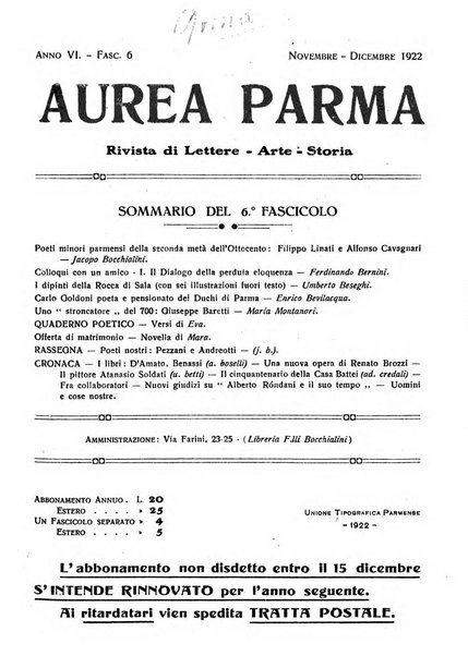 Aurea Parma rivista di storia, letteratura, arte