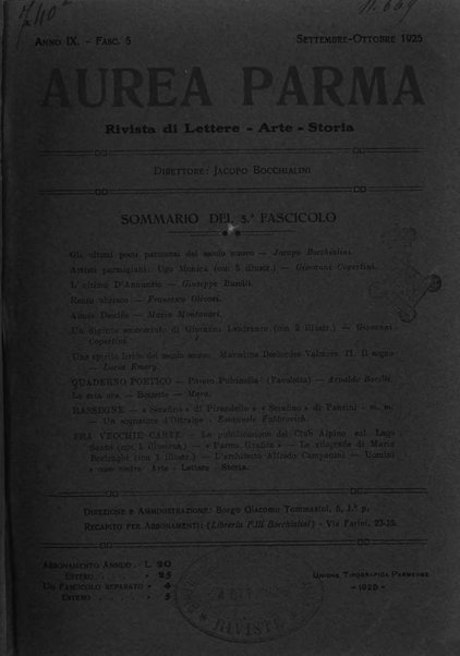 Aurea Parma rivista di storia, letteratura, arte