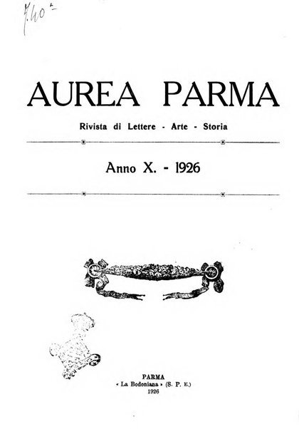 Aurea Parma rivista di storia, letteratura, arte