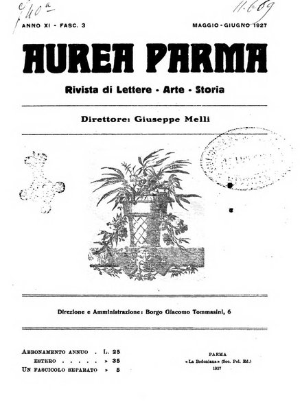 Aurea Parma rivista di storia, letteratura, arte