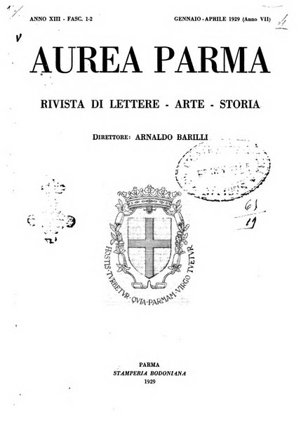 Aurea Parma rivista di storia, letteratura, arte