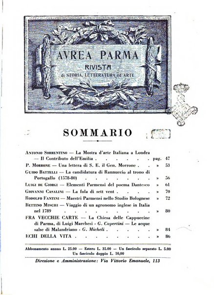 Aurea Parma rivista di storia, letteratura, arte