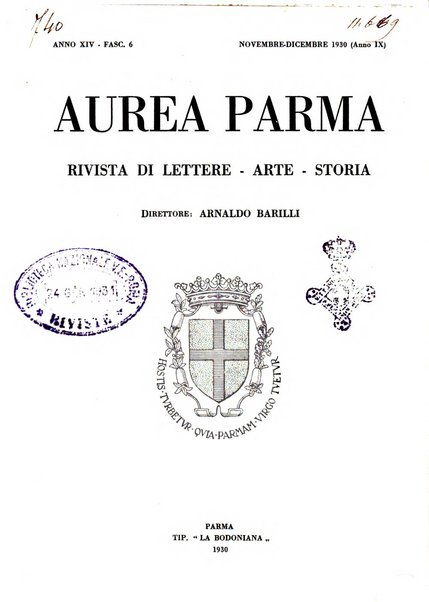 Aurea Parma rivista di storia, letteratura, arte