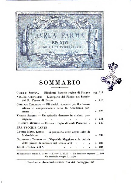 Aurea Parma rivista di storia, letteratura, arte