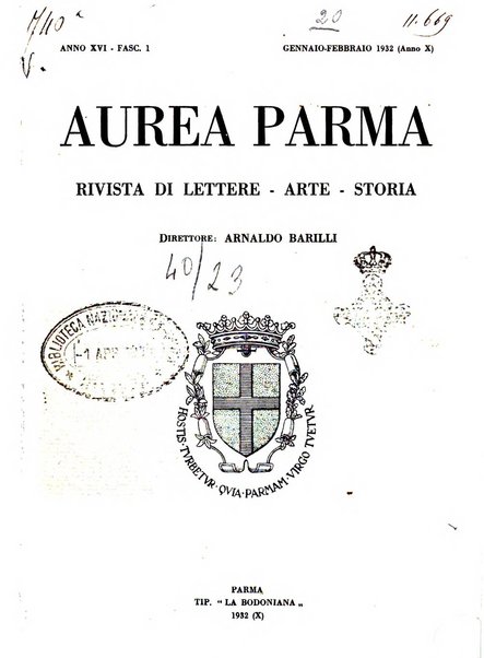 Aurea Parma rivista di storia, letteratura, arte