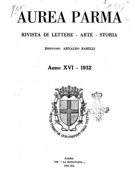 Aurea Parma rivista di storia, letteratura, arte