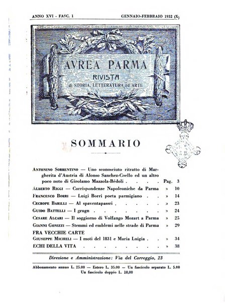 Aurea Parma rivista di storia, letteratura, arte