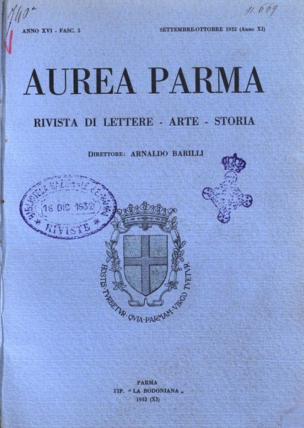 Aurea Parma rivista di storia, letteratura, arte