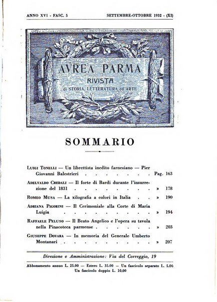 Aurea Parma rivista di storia, letteratura, arte