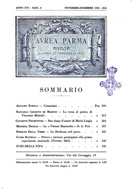 Aurea Parma rivista di storia, letteratura, arte