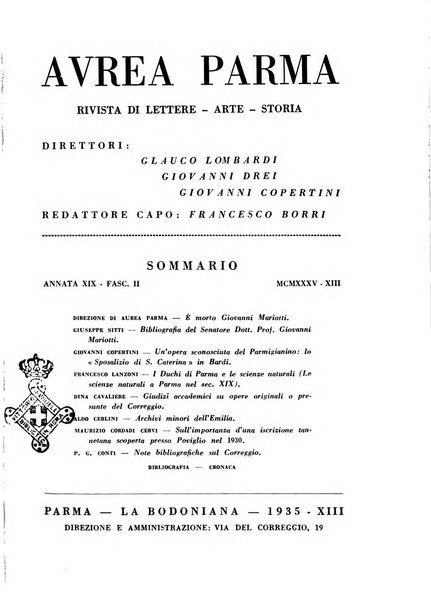 Aurea Parma rivista di storia, letteratura, arte