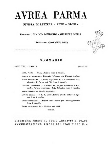 Aurea Parma rivista di storia, letteratura, arte