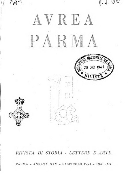 Aurea Parma rivista di storia, letteratura, arte