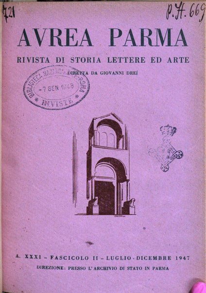 Aurea Parma rivista di storia, letteratura, arte