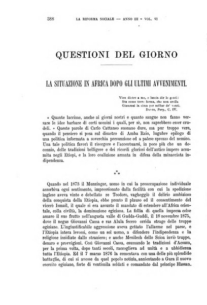 La riforma sociale rassegna di scienze sociali e politiche