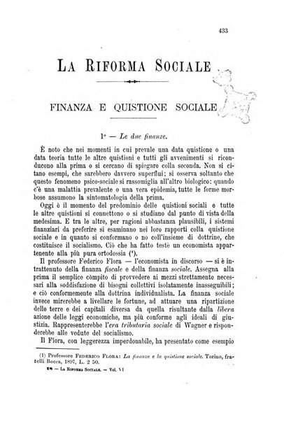 La riforma sociale rassegna di scienze sociali e politiche