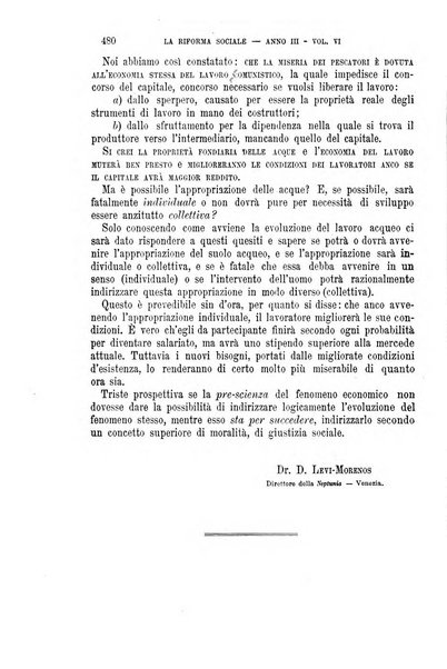 La riforma sociale rassegna di scienze sociali e politiche