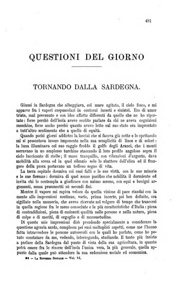 La riforma sociale rassegna di scienze sociali e politiche