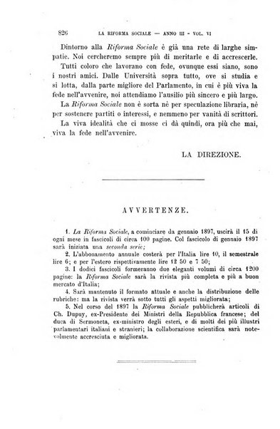 La riforma sociale rassegna di scienze sociali e politiche