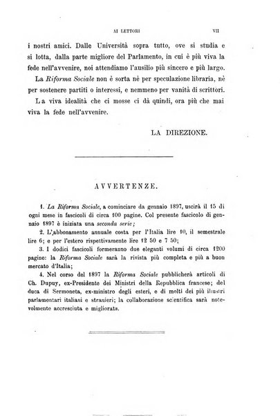 La riforma sociale rassegna di scienze sociali e politiche