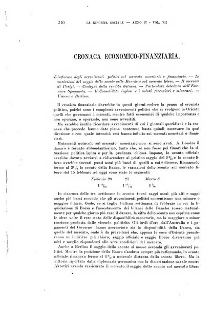 La riforma sociale rassegna di scienze sociali e politiche