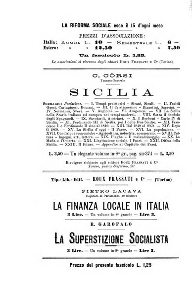 La riforma sociale rassegna di scienze sociali e politiche