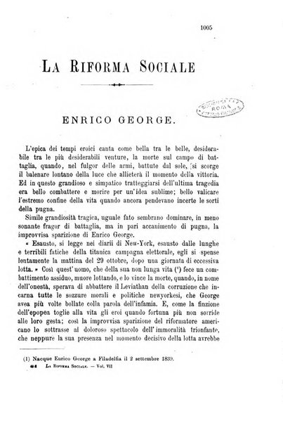 La riforma sociale rassegna di scienze sociali e politiche