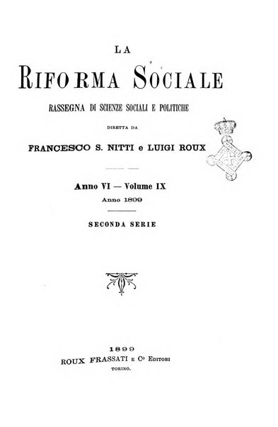 La riforma sociale rassegna di scienze sociali e politiche