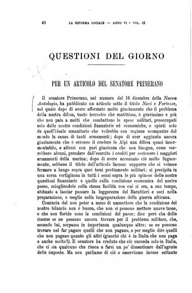 La riforma sociale rassegna di scienze sociali e politiche