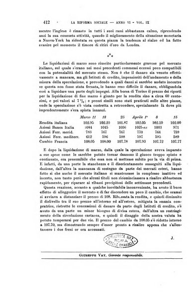 La riforma sociale rassegna di scienze sociali e politiche