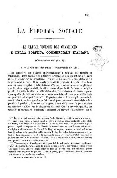 La riforma sociale rassegna di scienze sociali e politiche