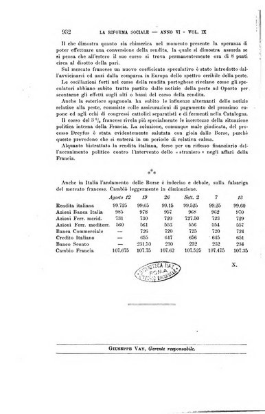 La riforma sociale rassegna di scienze sociali e politiche